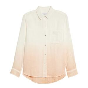 RAILS ELLIS white blush dip dye gauze button down shirt XS